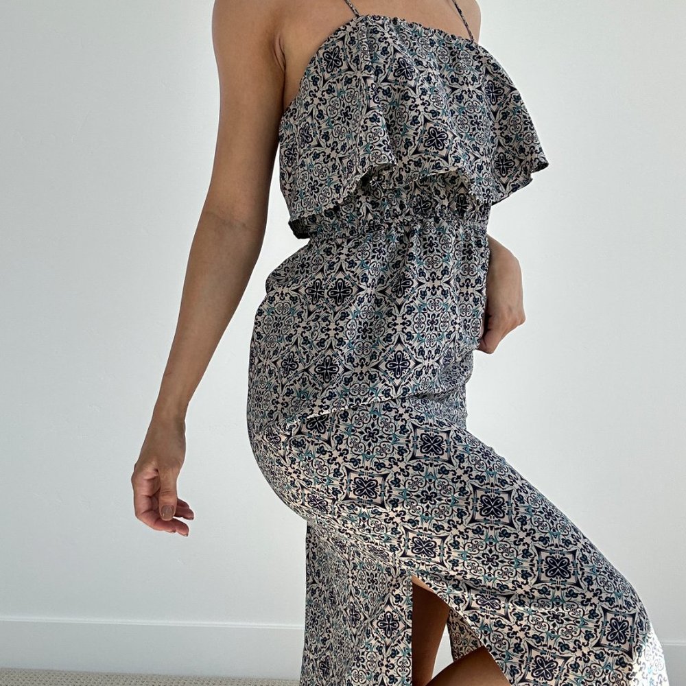 ✧˖° FLORAL BLUE + WHITE MAXI DRESS ✧˖°